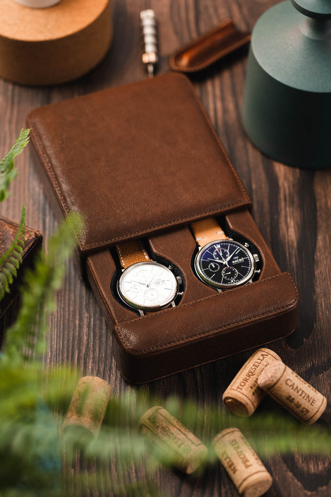 watch storage case in brown