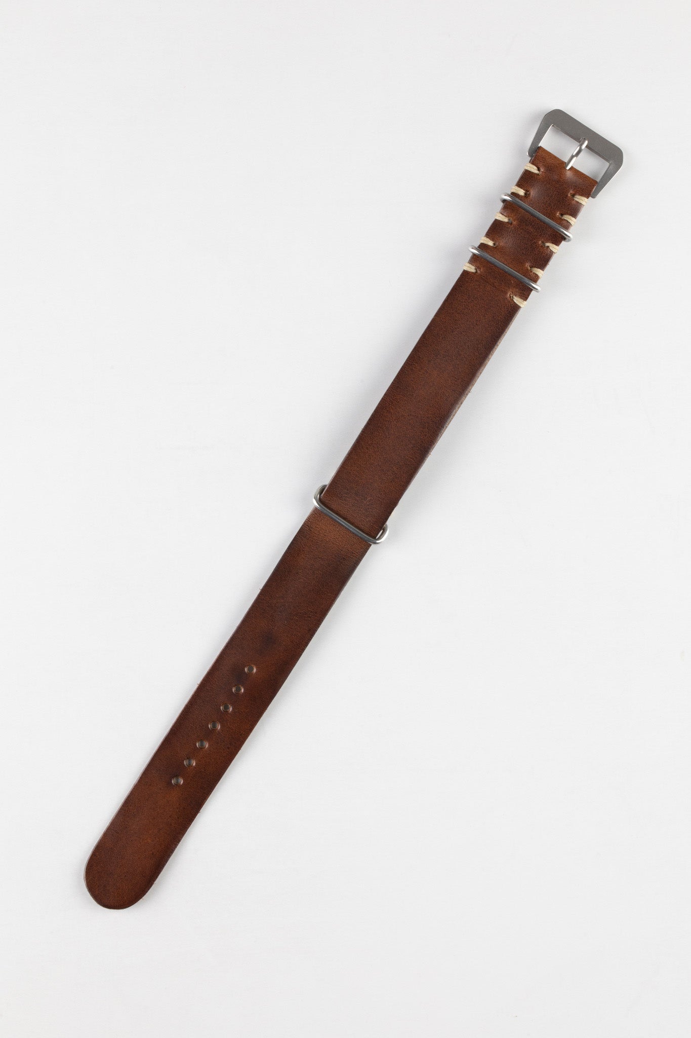 JPM Italian Leather OnePiece Watch Strap in DISTRESSED BROWN
