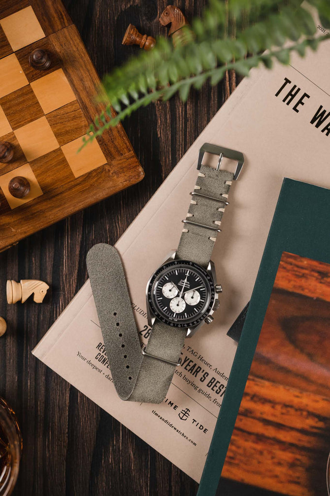 JPM Italian Leather One-Piece Watch Strap in TASSO GREY