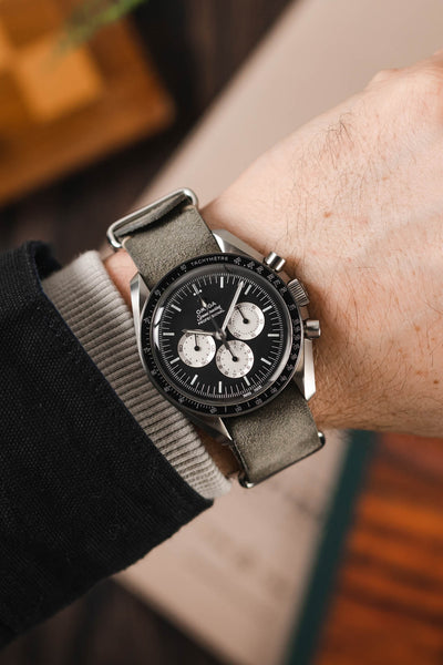 JPM Italian Leather One-Piece Watch Strap in TASSO GREY