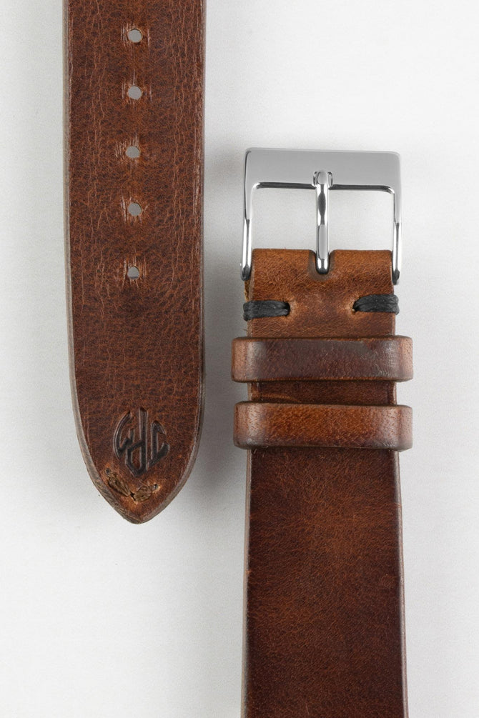 JPM NERO Vintage Leather Watch Strap in DISTRESSED BROWN