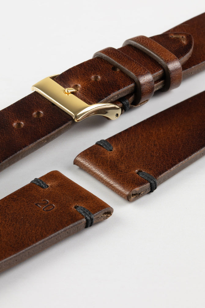 JPM NERO Vintage Leather Watch Strap in DISTRESSED BROWN