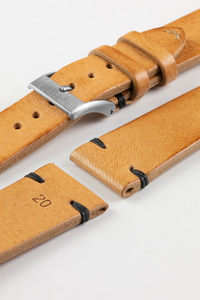 JPM NERO Vintage Leather Watch Strap in HONEY