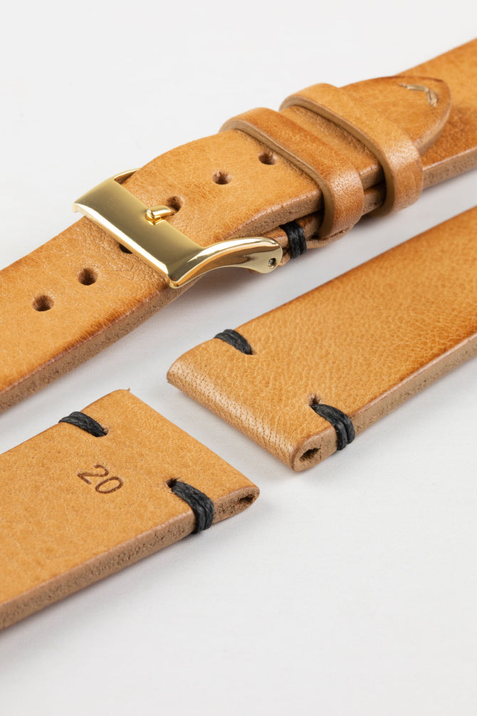 JPM NERO Vintage Leather Watch Strap in HONEY