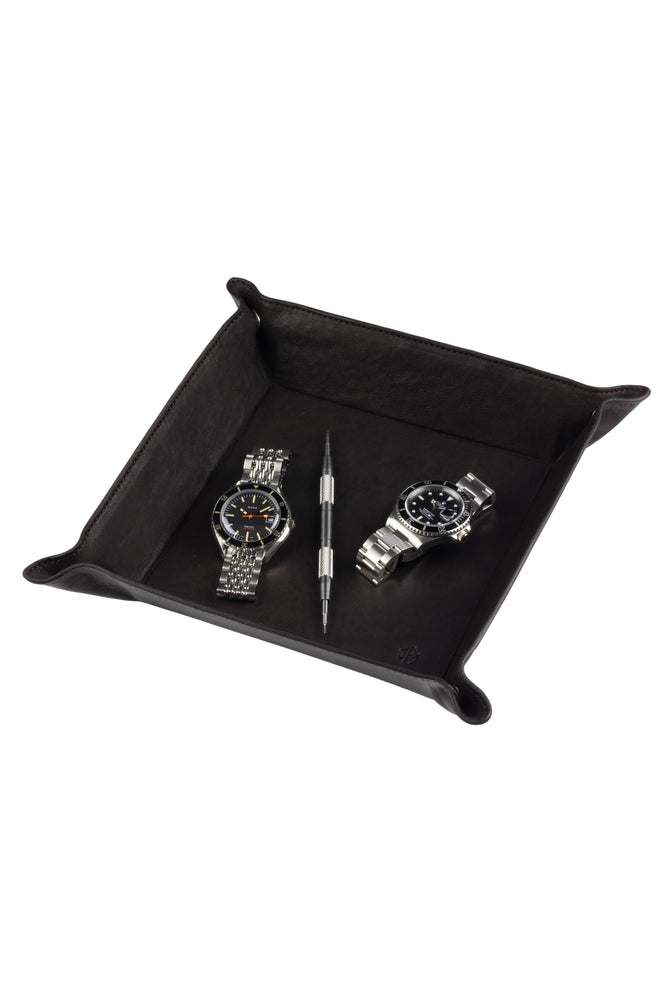 JPM Large Leather Watch Valet Tray in BROWN