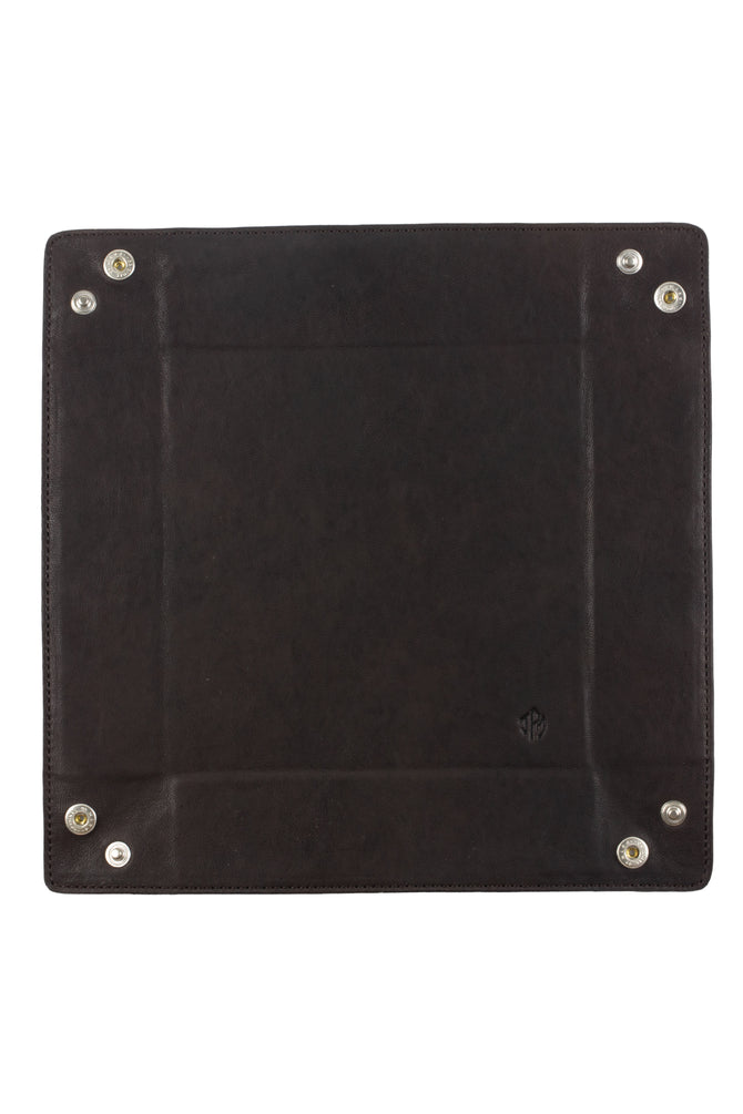JPM Large Leather Watch Valet Tray in BROWN