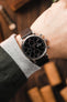 JPM Italian Vintage Leather Watch Strap with Tonal Stitch in BLACK