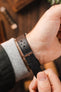 JPM Italian Vintage Leather Racing Watch Strap in BLACK