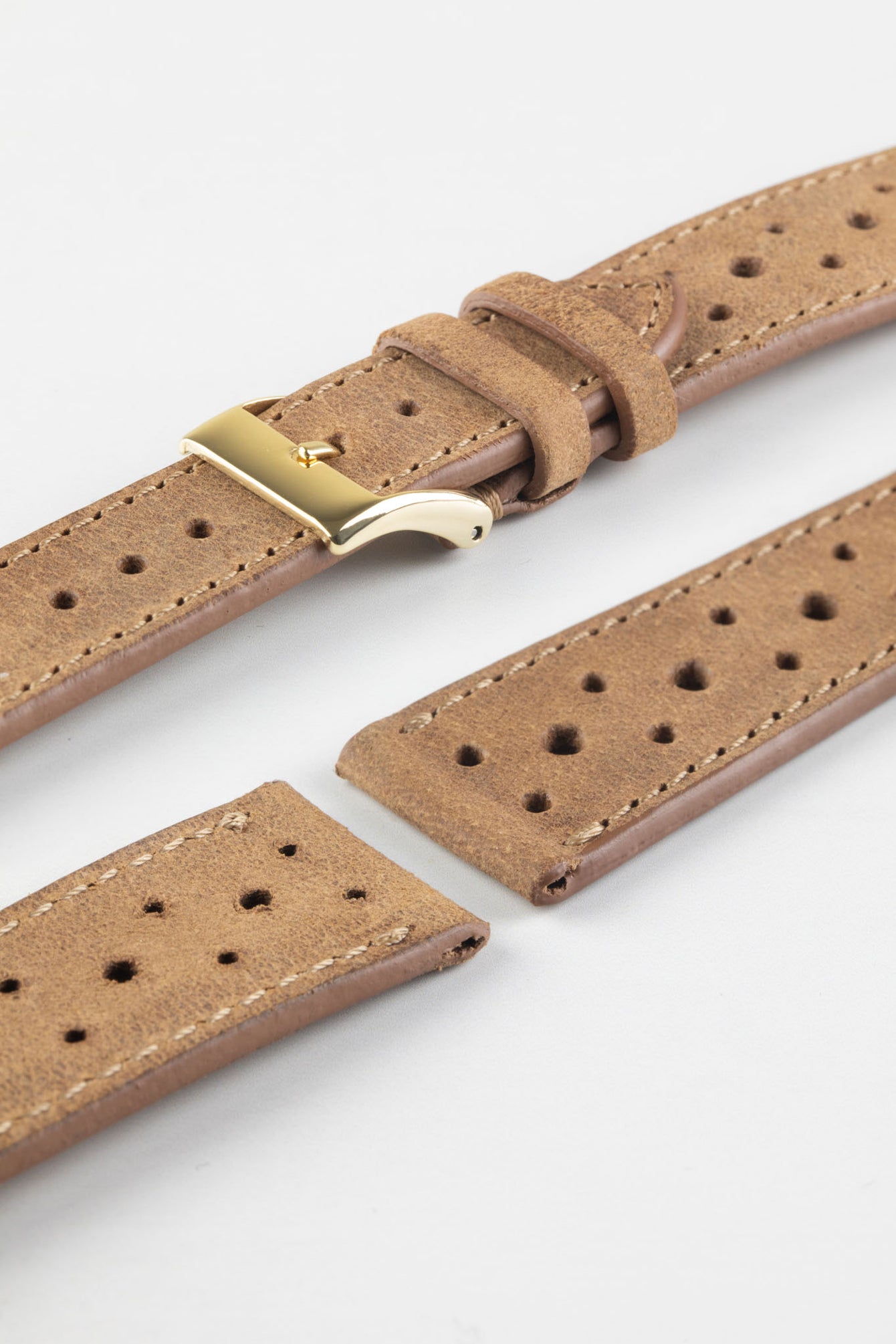 JPM Italian Vintage Leather Racing Watch Strap in PEANUT