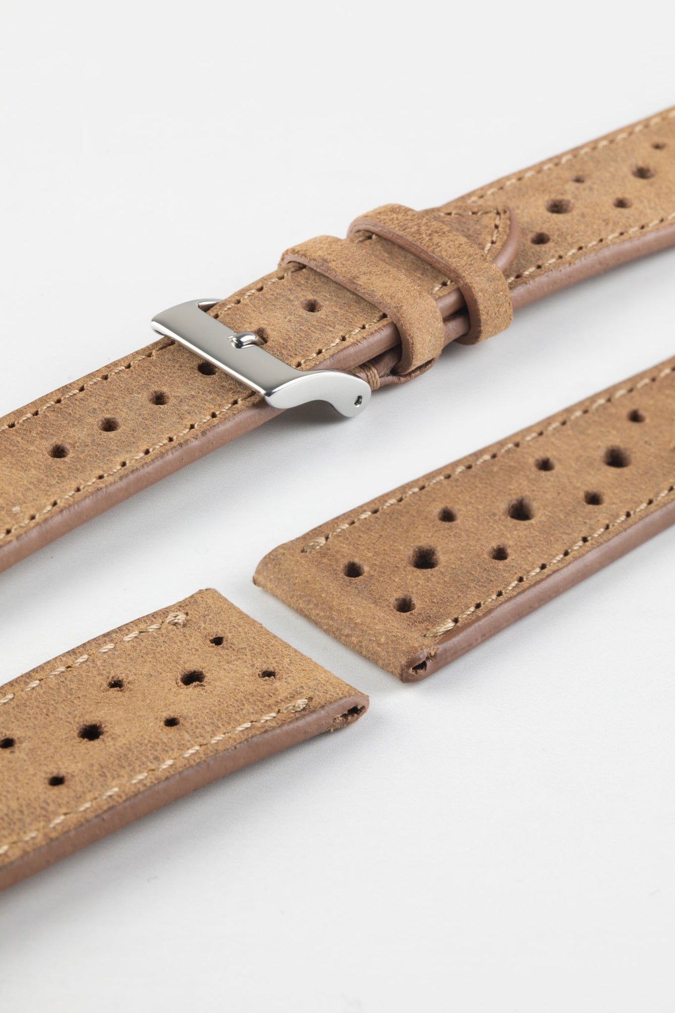JPM Italian Vintage Leather Racing Watch Strap in PEANUT