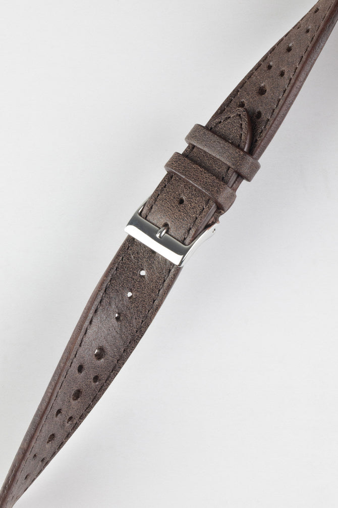 JPM Italian Vintage Leather Racing Watch Strap in WALNUT