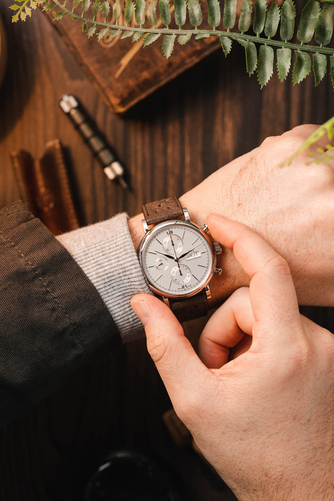 JPM Italian Vintage Leather Racing Watch Strap in WALNUT