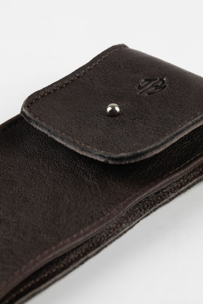 JPM Single Watch Leather Travel Pouch in BROWN