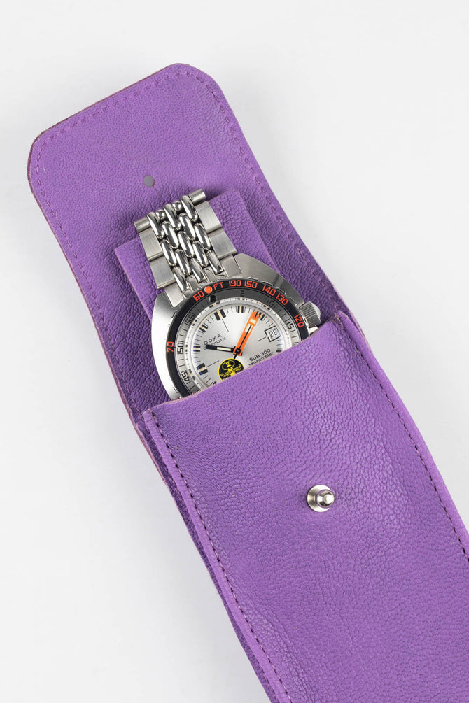 JPM Single Watch Leather Travel Pouch in PURPLE