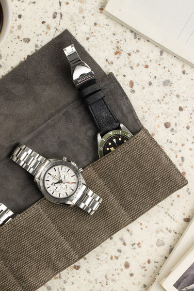 JPM Canvas Watch Roll with Suede Lining in GREY