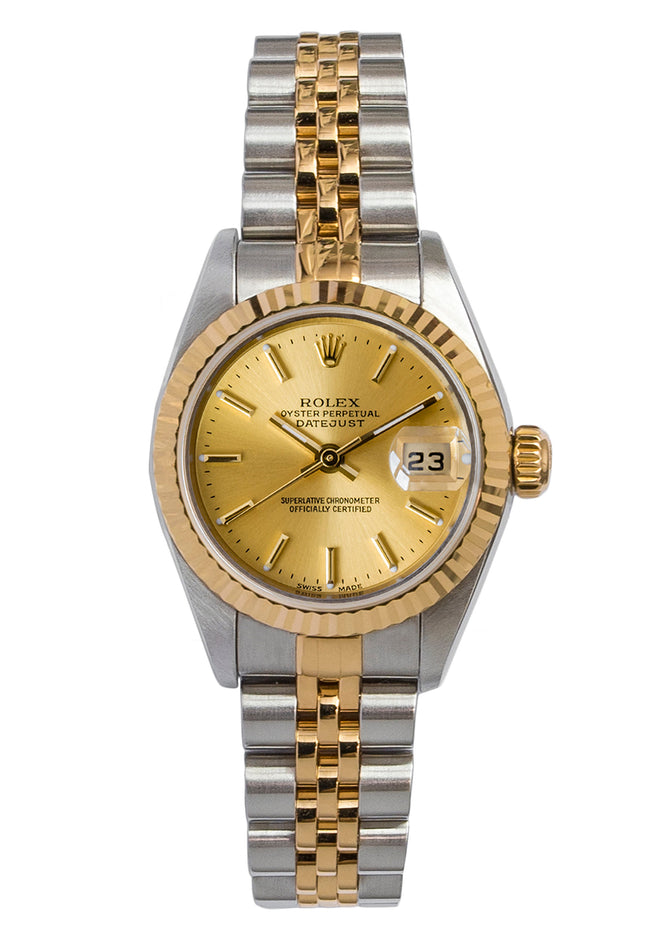 ROLEX Datejust 79173 Ladies Automatic Bi-Metal Watch 25mm with Gold Dial