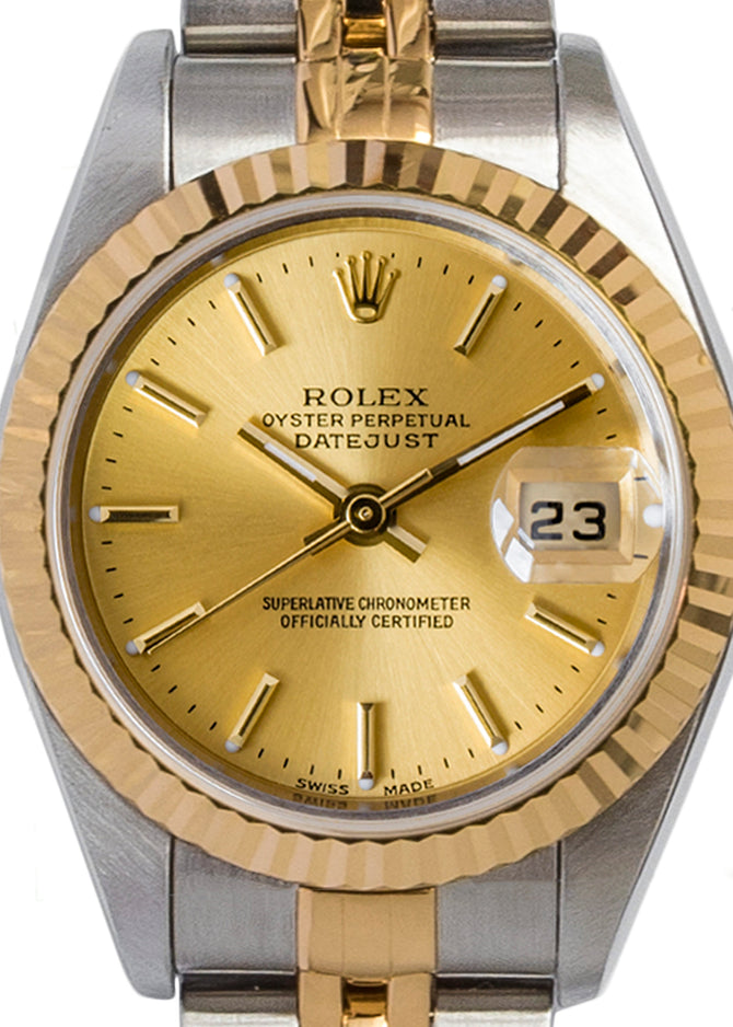 ROLEX Datejust 79173 Ladies Automatic Bi-Metal Watch 25mm with Gold Dial