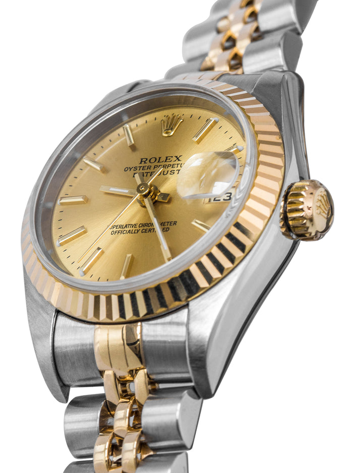 ROLEX Datejust 79173 Ladies Automatic Bi-Metal Watch 25mm with Gold Dial