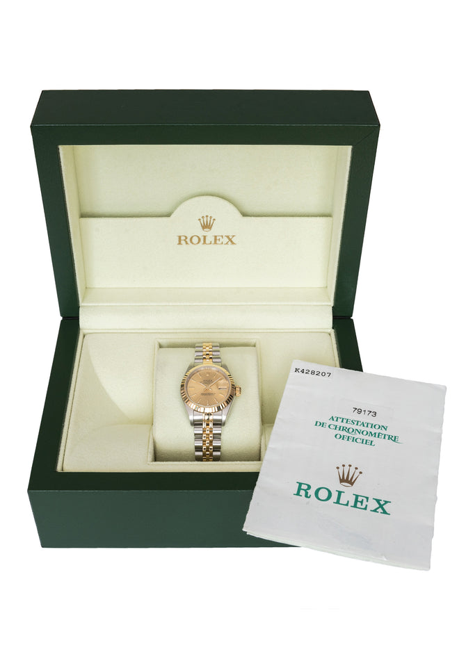 ROLEX Datejust 79173 Ladies Automatic Bi-Metal Watch 25mm with Gold Dial
