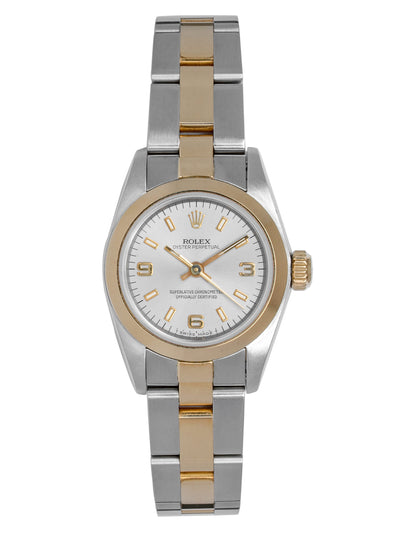 ROLEX Oyster Perpetual 67183 Ladies Automatic Bi-Metal Watch 25mm with Slate Dial