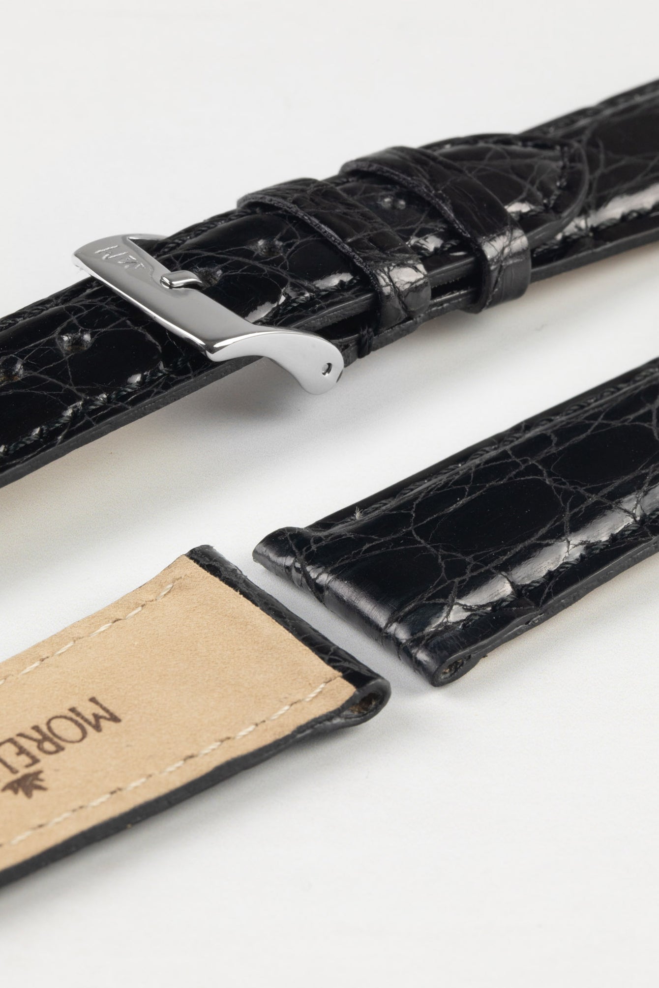 black crocodile leather watch strap 