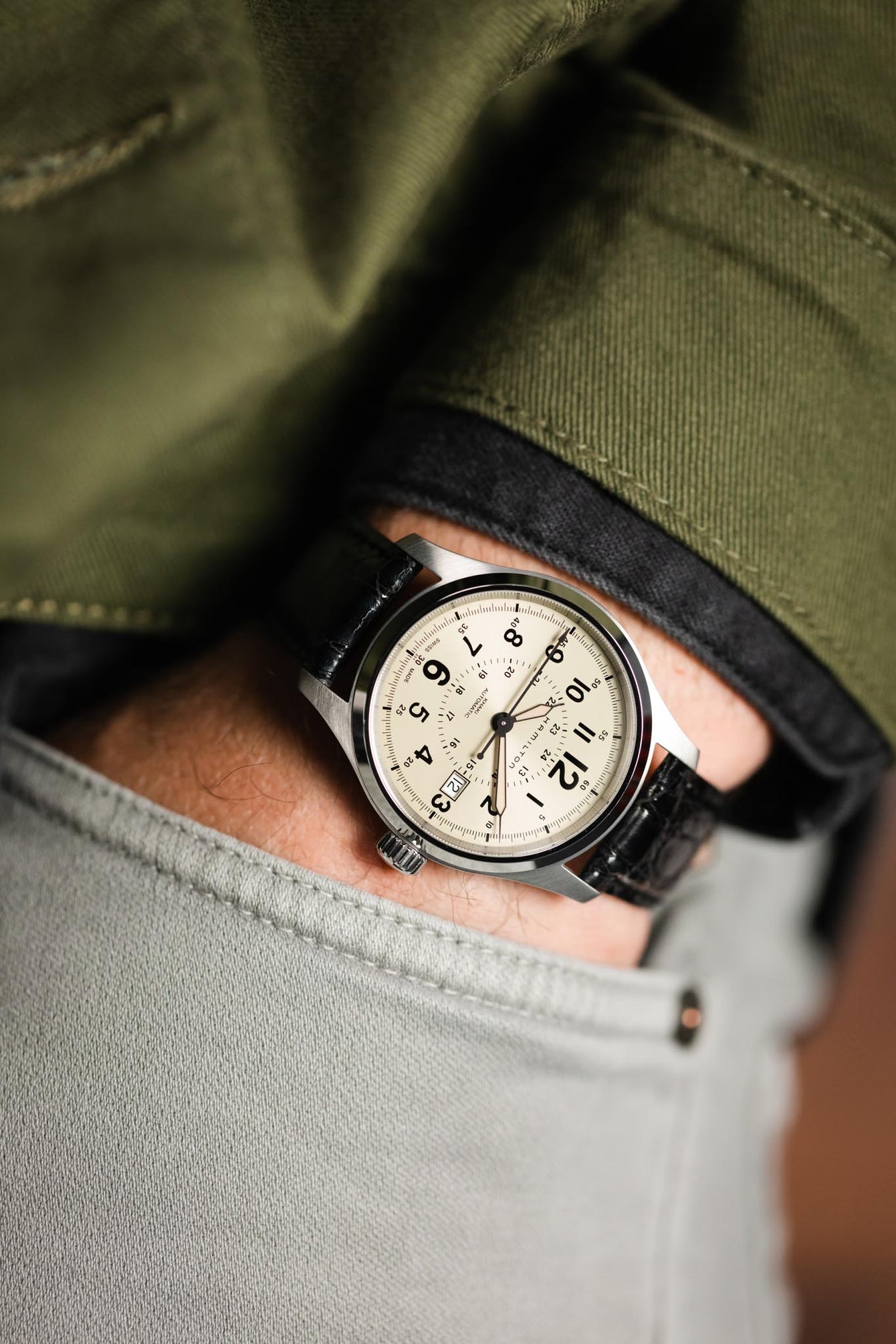 black crocodile leather watch strap 