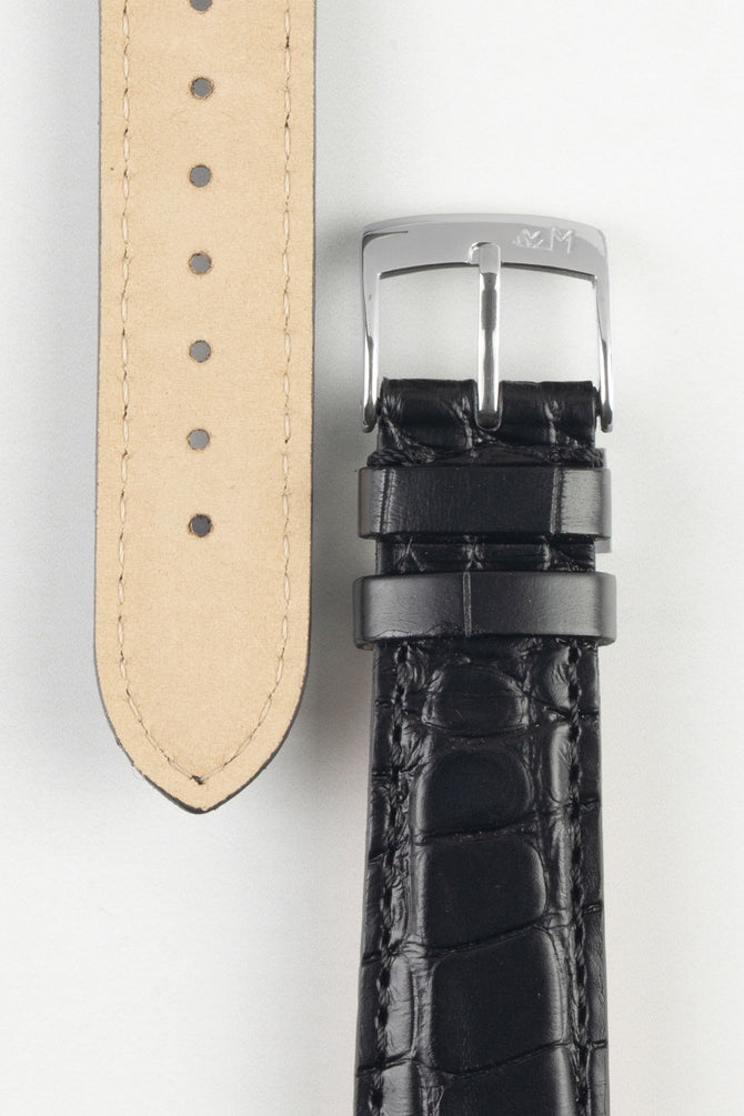 Morellato AMADEUS Genuine Alligator Watch Strap in BLACK