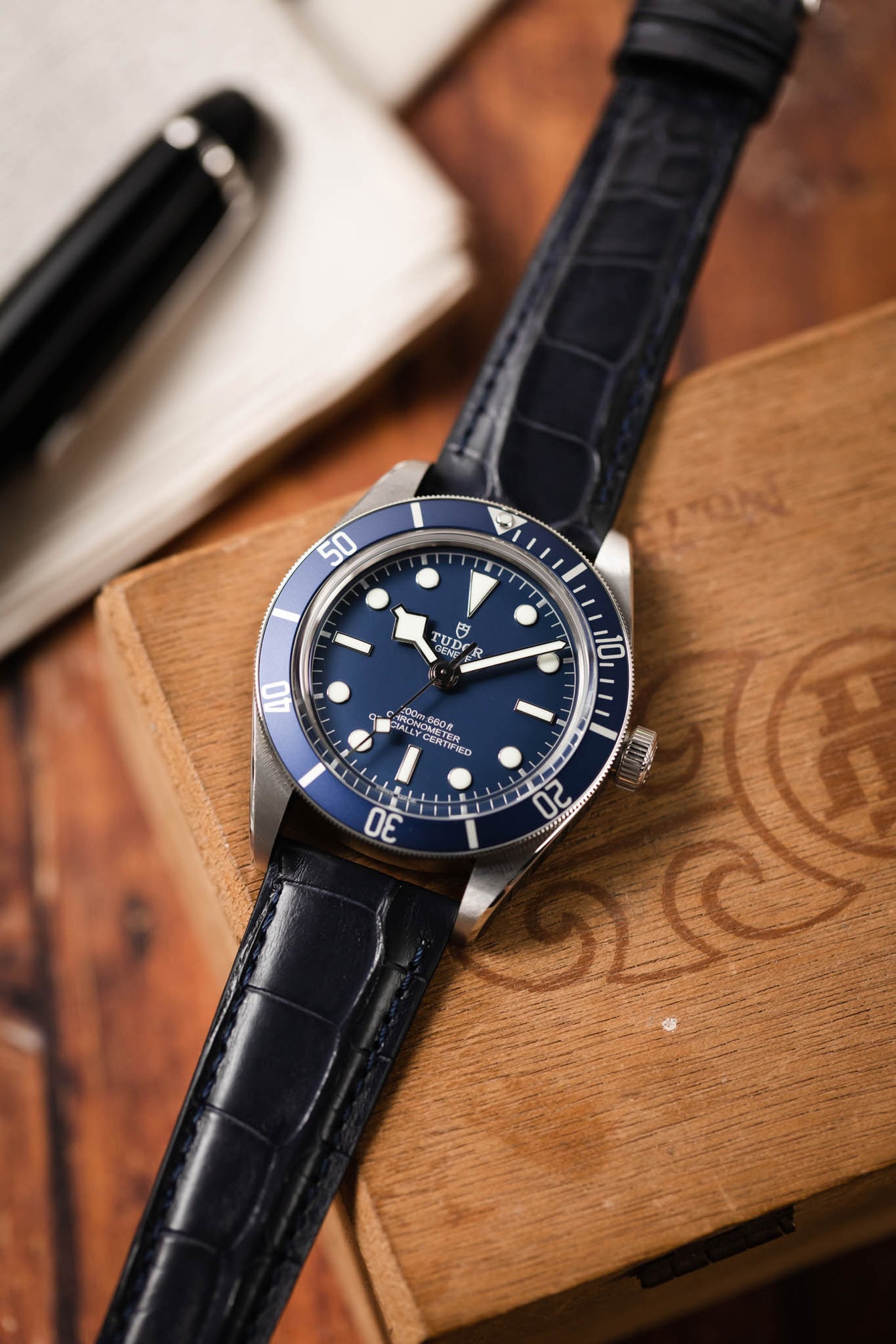 Morellato AMADEUS Genuine Alligator Watch Strap in DARK BLUE