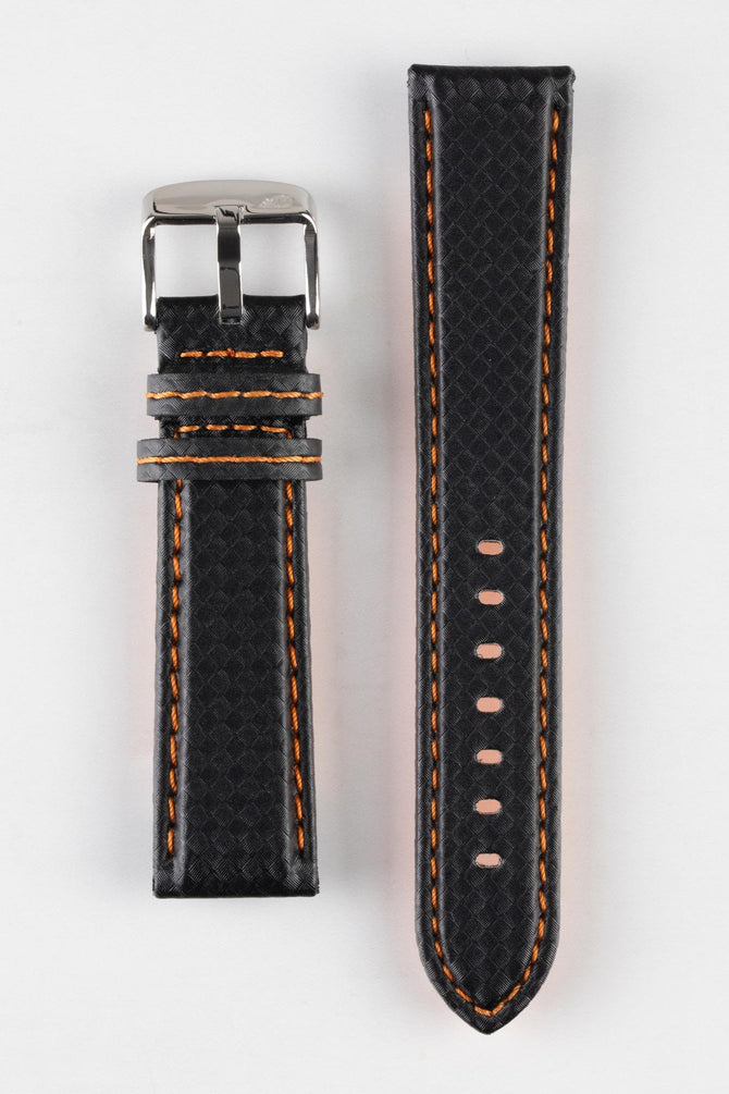 black watch strap orange stitching 