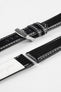 black leather watch strap white stitching 