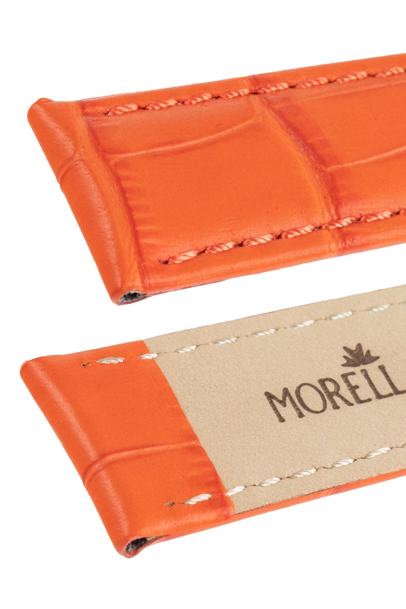 Morellato BOLLE Alligator-Embossed Calfskin Leather Watch Strap in ORANGE