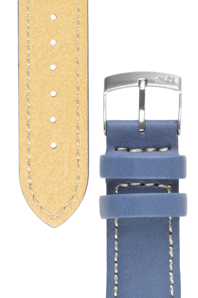 Morellato CASTAGNO Calfskin-Grain Vegan Leather Watch Strap in BLUE