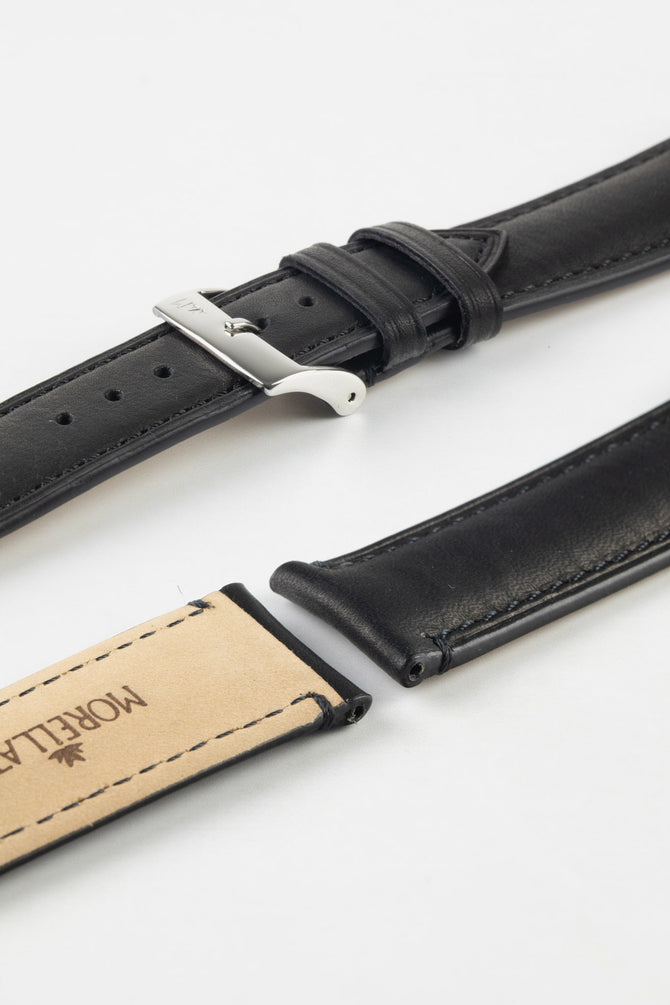Morellato LEVY Vintage Calfskin Leather Watch Strap in BLACK