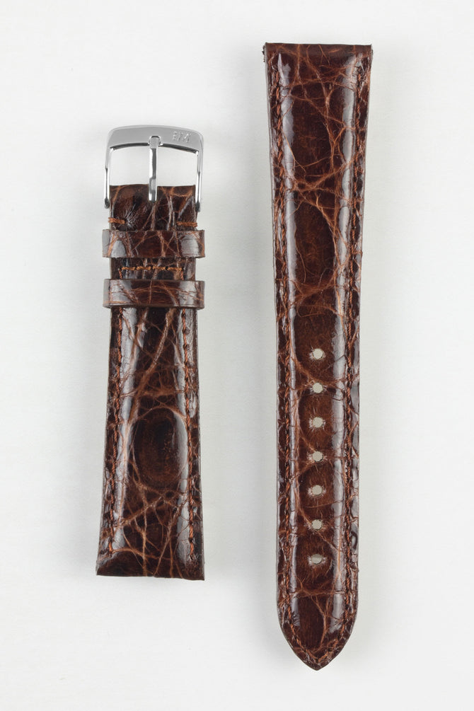 Morellato MOMBASA Genuine Crocodile Watch Strap in DARK BROWN