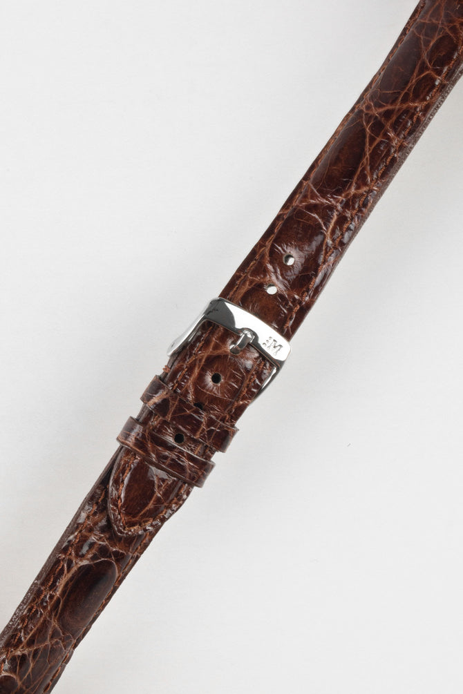 Morellato MOMBASA Genuine Crocodile Watch Strap in DARK BROWN
