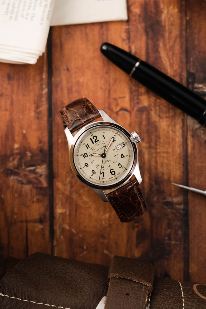 Morellato MOMBASA Genuine Crocodile Watch Strap in DARK BROWN