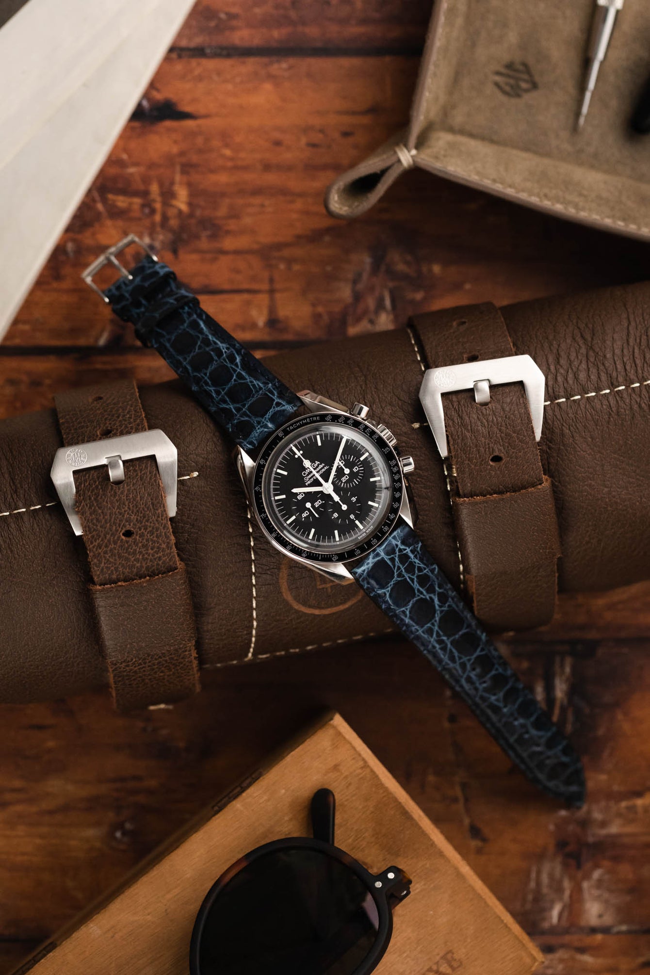 Morellato TRACY Genuine Crocodile Watch Strap in NAVY BLUE
