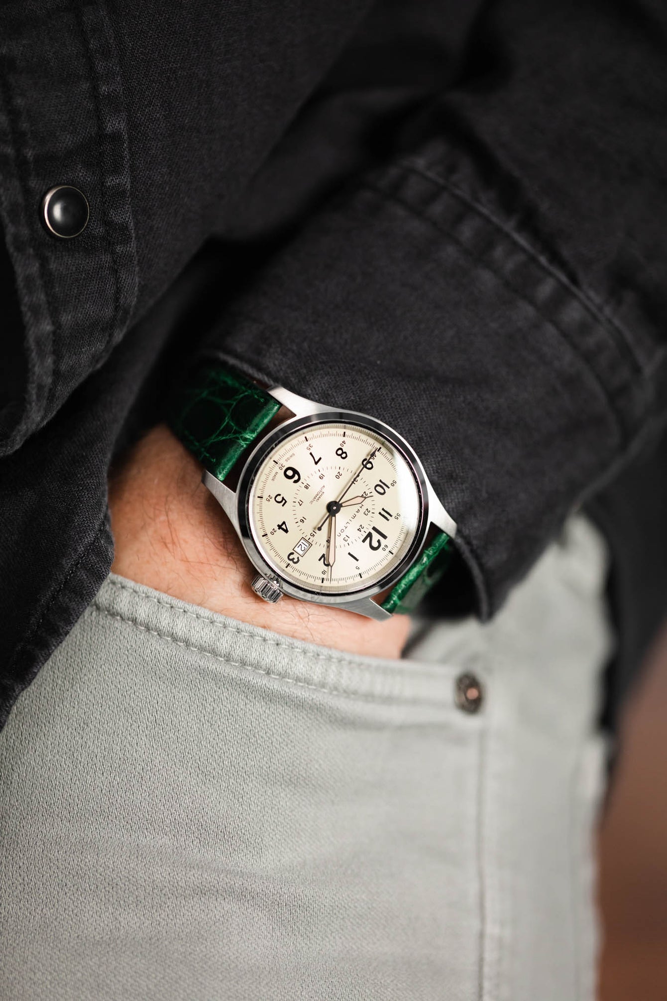 Morellato TRACY Genuine Crocodile Watch Strap in GREEN