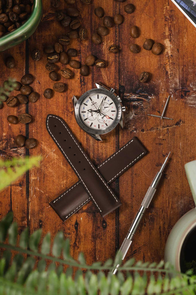omega brown leather watch strap 