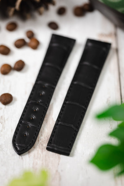 omega seamaster black leather strap 