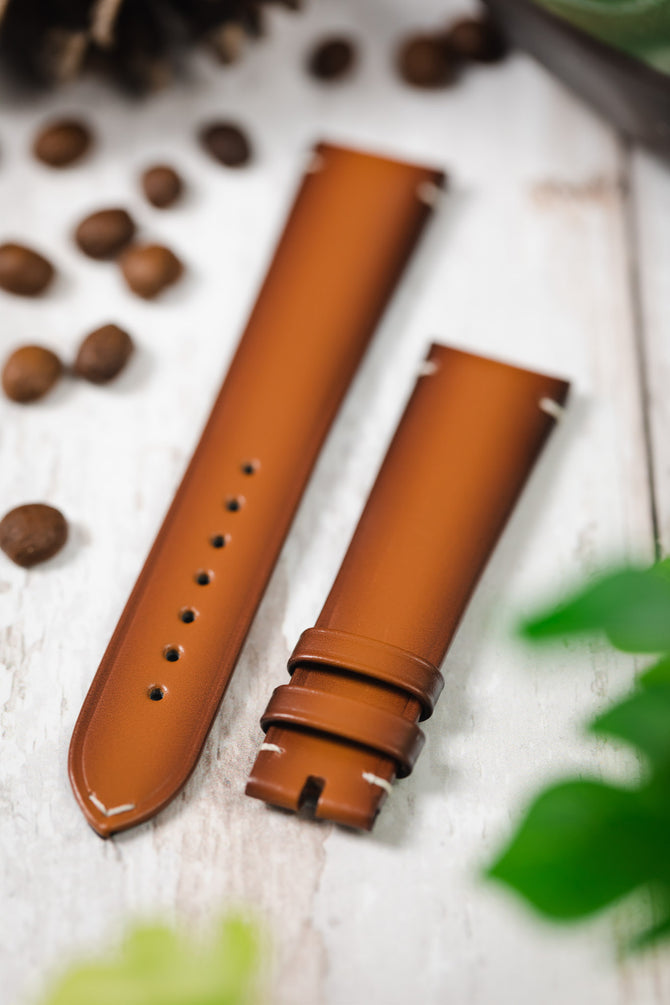 20mm brown leather watch strap 