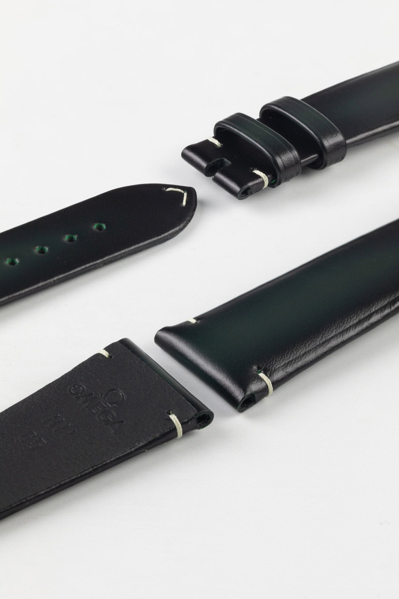 20mm green leather watch strap 
