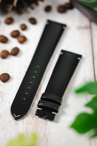 20mm green leather watch strap 