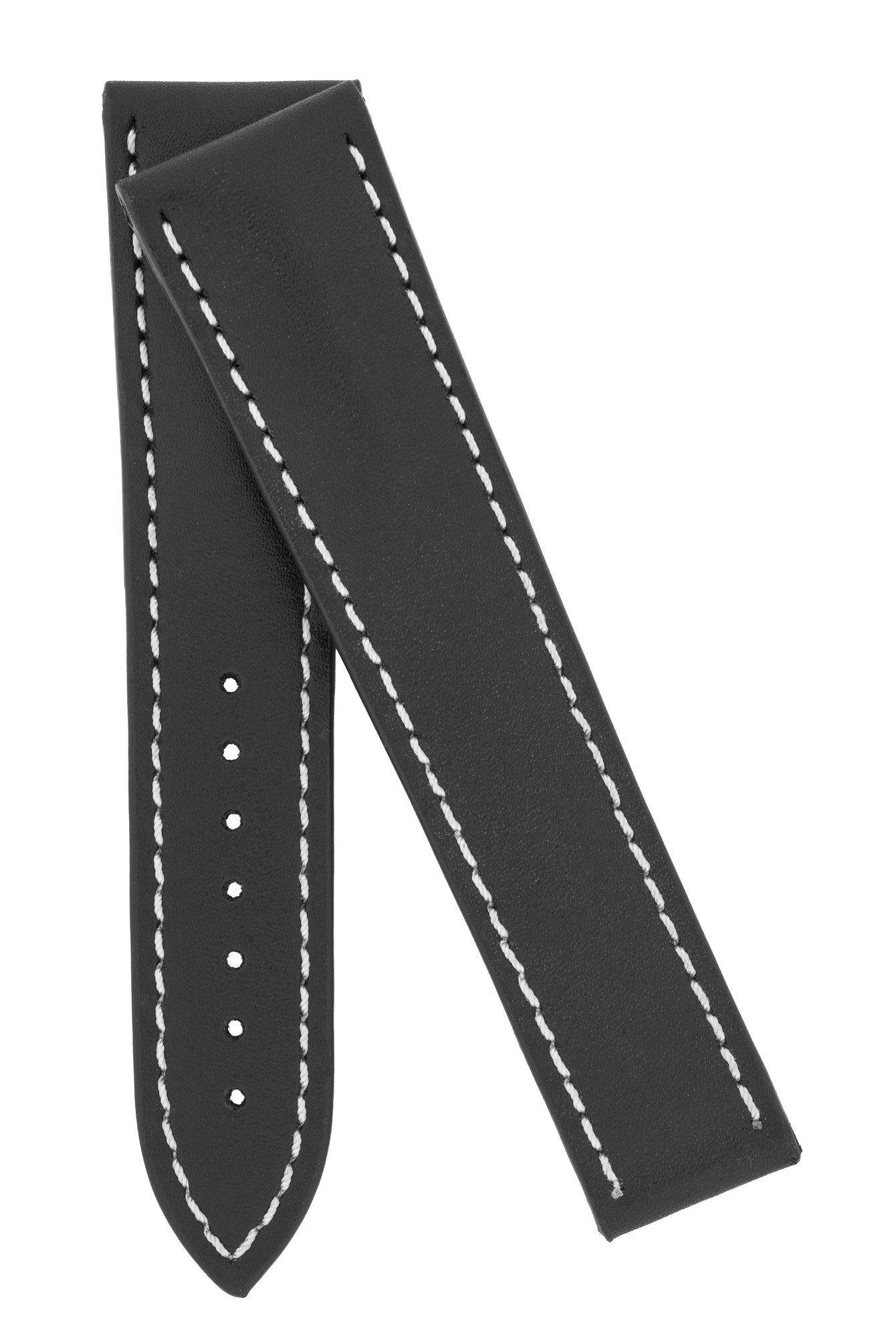 Omega-Style Calf Deployment Watch Strap in BLACK