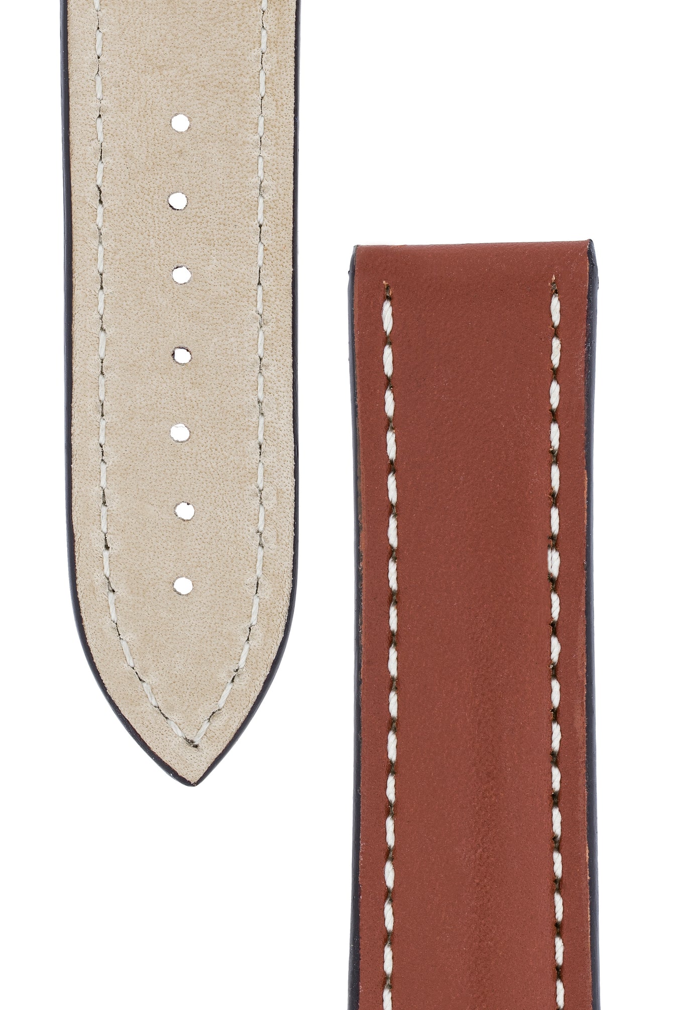 Omega-Style Calf Deployment Watch Strap in GOLD BROWN
