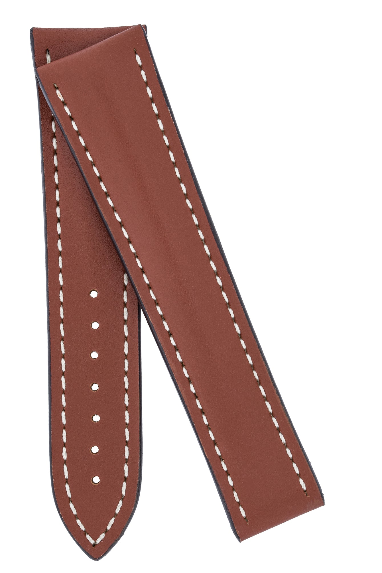 Omega-Style Calf Deployment Watch Strap in GOLD BROWN