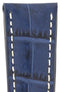 Omega-Style Alligator Embossed Leather Deployment Watch Strap in BLUE