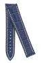 Omega-Style Alligator Embossed Leather Deployment Watch Strap in BLUE