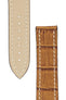 Omega-Style Alligator Embossed Leather Deployment Watch Strap in GOLD BROWN