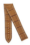 Omega-Style Alligator Embossed Leather Deployment Watch Strap in GOLD BROWN